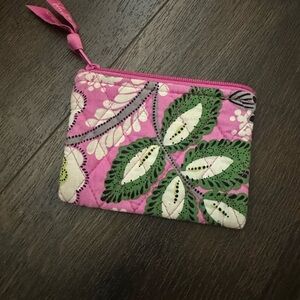 Vera Bradley Pink and Green Floral Cosmetic Bag